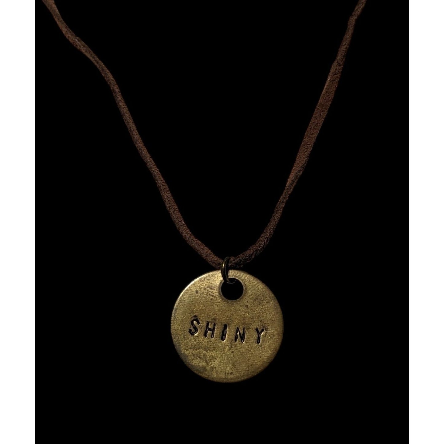 Handmade Gold Shiny Stamped Pendant Necklace