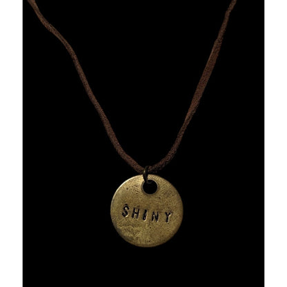 Handmade Gold Shiny Stamped Pendant Necklace