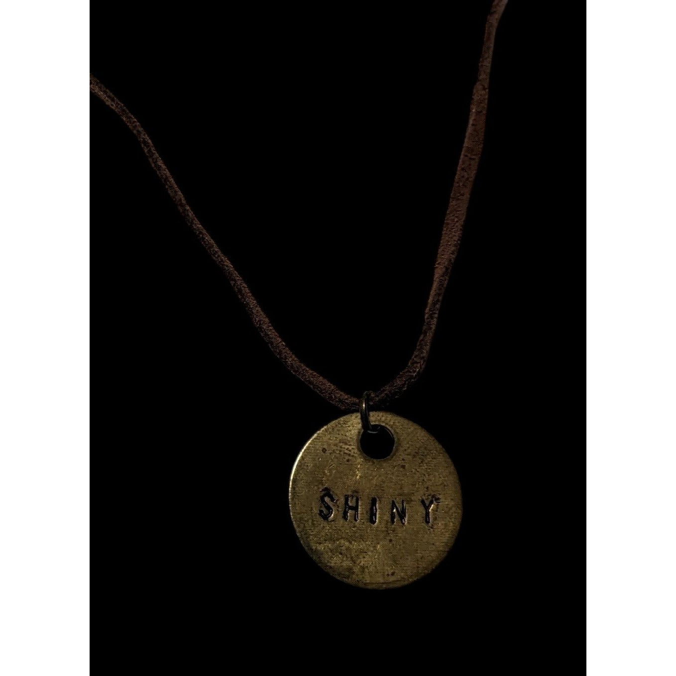 Handmade Gold Shiny Stamped Pendant Necklace