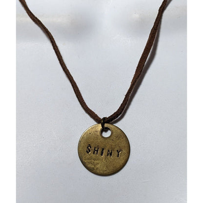 Handmade Gold Shiny Stamped Pendant Necklace