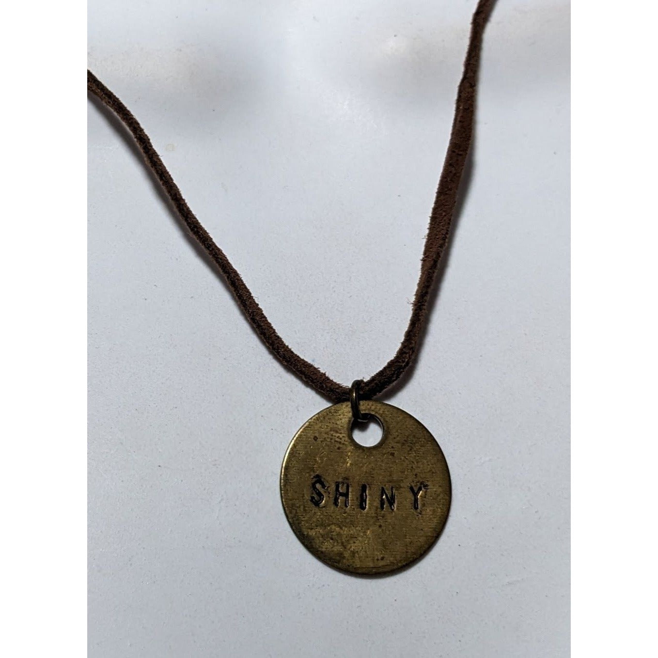 Handmade Gold Shiny Stamped Pendant Necklace