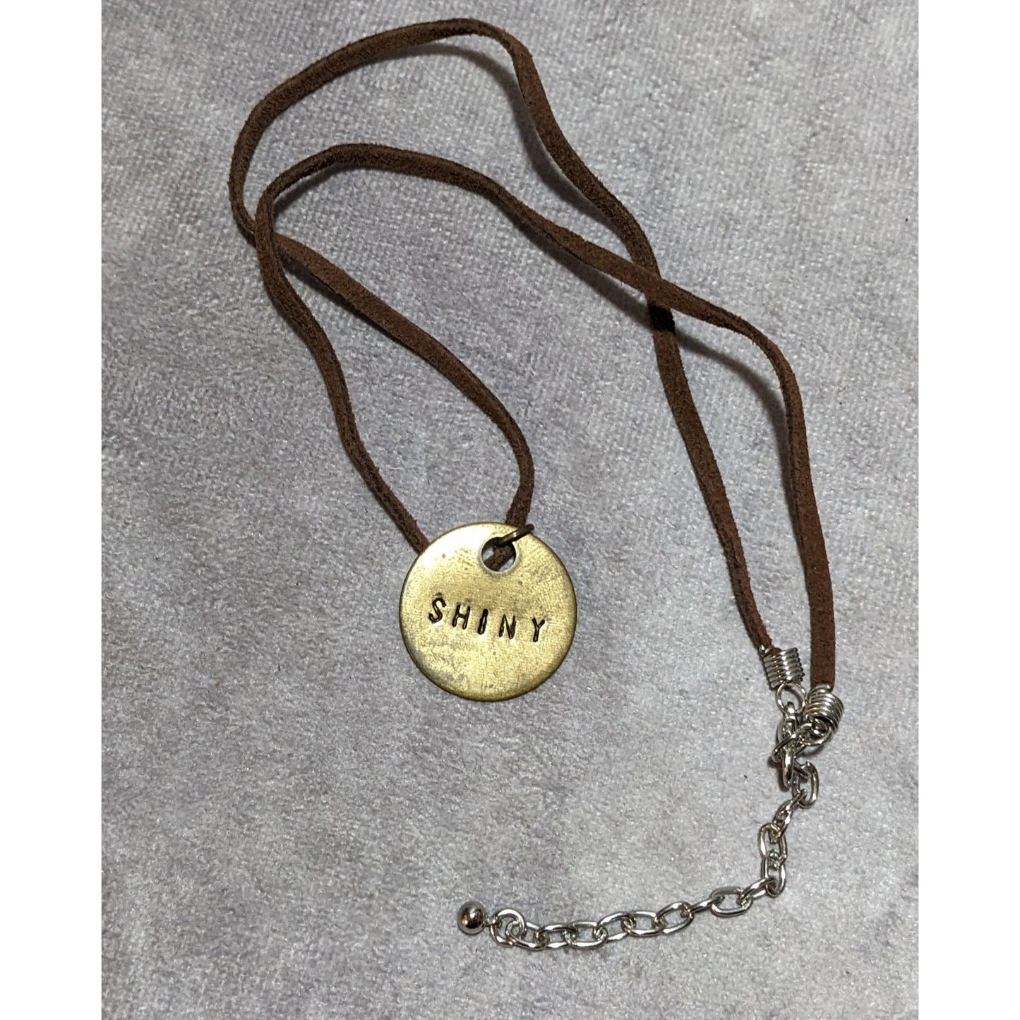 Handmade Gold Shiny Stamped Pendant Necklace