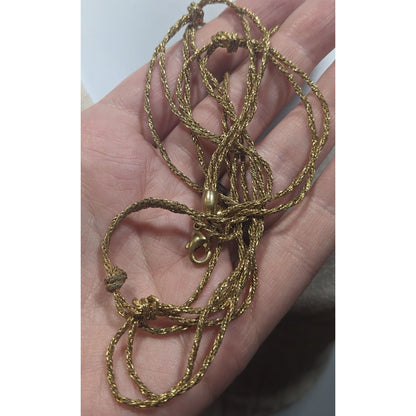 Vintage Elegant Avon Double Strand Knotted Gold Tone Chain Necklace