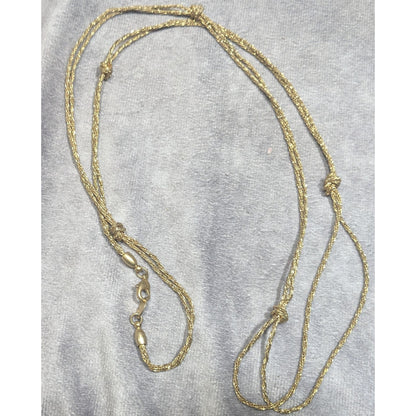 Vintage Elegant Avon Double Strand Knotted Gold Tone Chain Necklace