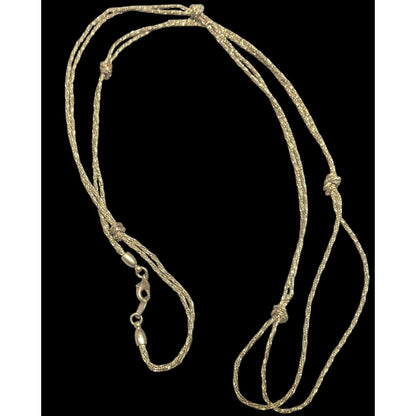 Vintage Elegant Avon Double Strand Knotted Gold Tone Chain Necklace