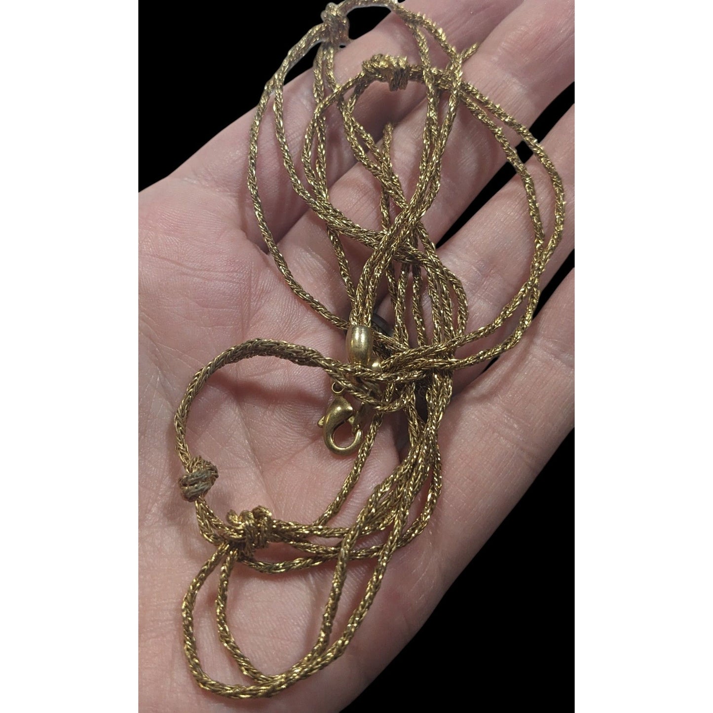 Vintage Elegant Avon Double Strand Knotted Gold Tone Chain Necklace