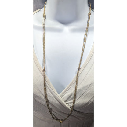 Vintage Elegant Avon Double Strand Knotted Gold Tone Chain Necklace