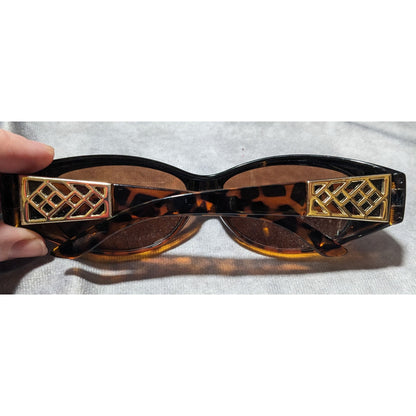 Solar Shield Retro Tortoise Gold Lattice Sunglasses