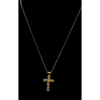 Vintage Premier Designs Cross Necklace Gold Tone With Clear Stones