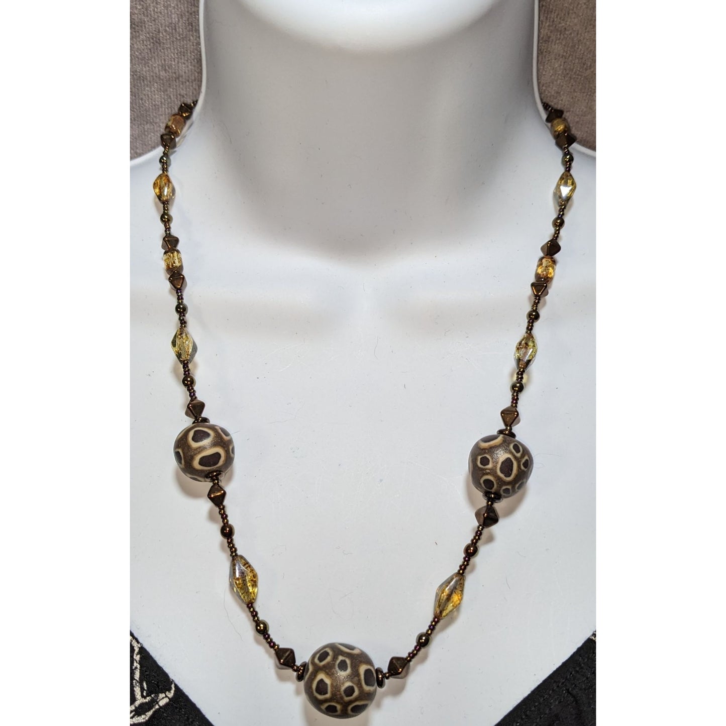 Handcrafted Clay & Glass Beaded Rustic Necklace