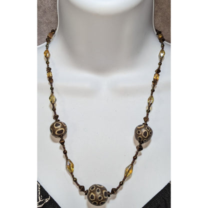 Handcrafted Clay & Glass Beaded Rustic Necklace