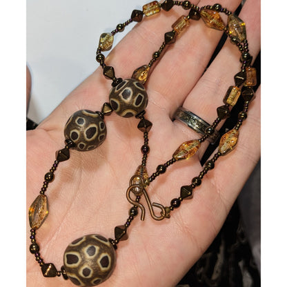 Handcrafted Clay & Glass Beaded Rustic Necklace
