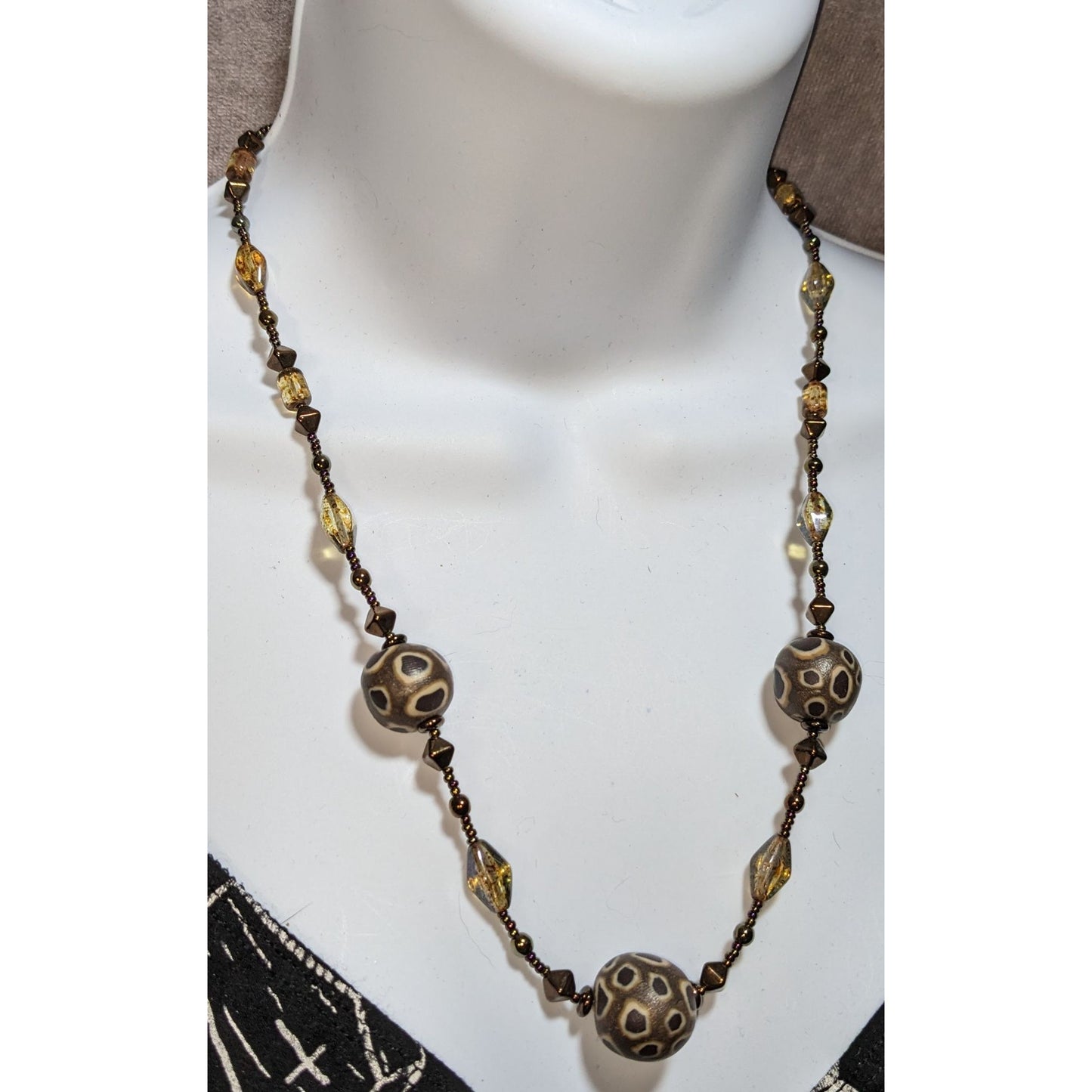 Handcrafted Clay & Glass Beaded Rustic Necklace