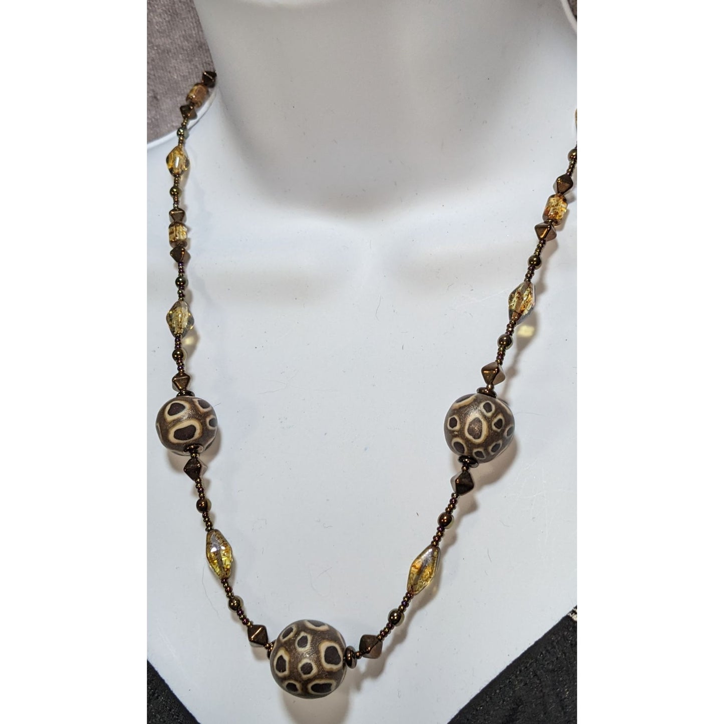 Handcrafted Clay & Glass Beaded Rustic Necklace