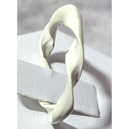 Abstract White Enamel Coated Art Ring Size 5 1/2