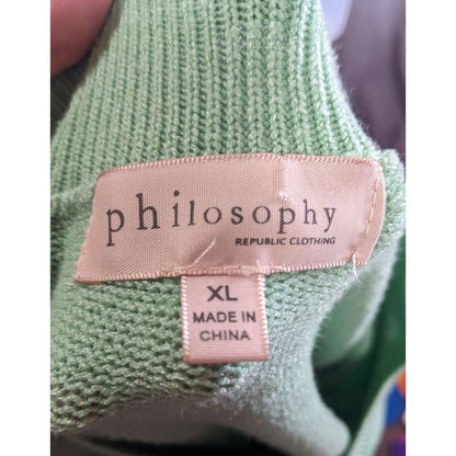 Philosophy Republic Clothing Mint Green Knit V-Neck Sweater XL Womens