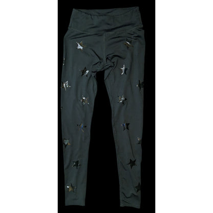 Jessica Simpson The Warmup Star Print Leggings Black Yoga Athleisure Activewear Pants