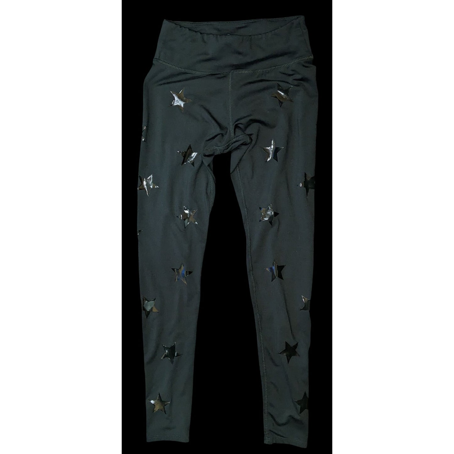 Jessica Simpson The Warmup Star Print Leggings Black Yoga Athleisure Activewear Pants