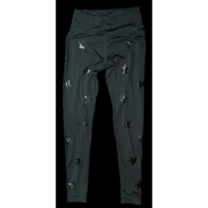 Jessica Simpson The Warmup Star Print Leggings Black Yoga Athleisure Activewear Pants