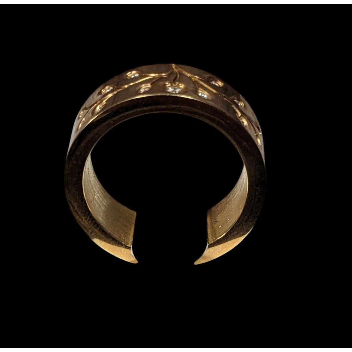 Whimsical Fairycore Steel Time Floral Ring Gold Plated Stainless Steel Size 8