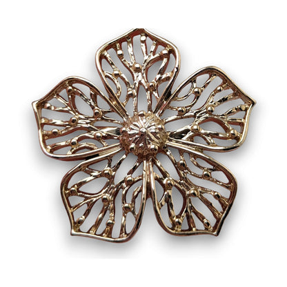 Gerrys Vintage Botanical Openwork Gold Tone Flower Brooch 1 1/2 Inch