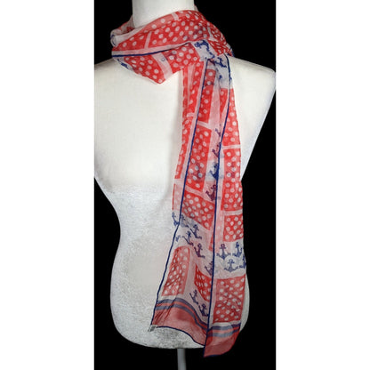 Vintage Japanese Nautical Themed Hand Rolled Lightweight Scarf