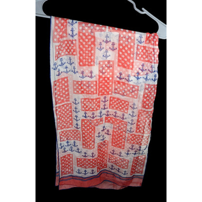 Vintage Japanese Nautical Themed Hand Rolled Lightweight Scarf