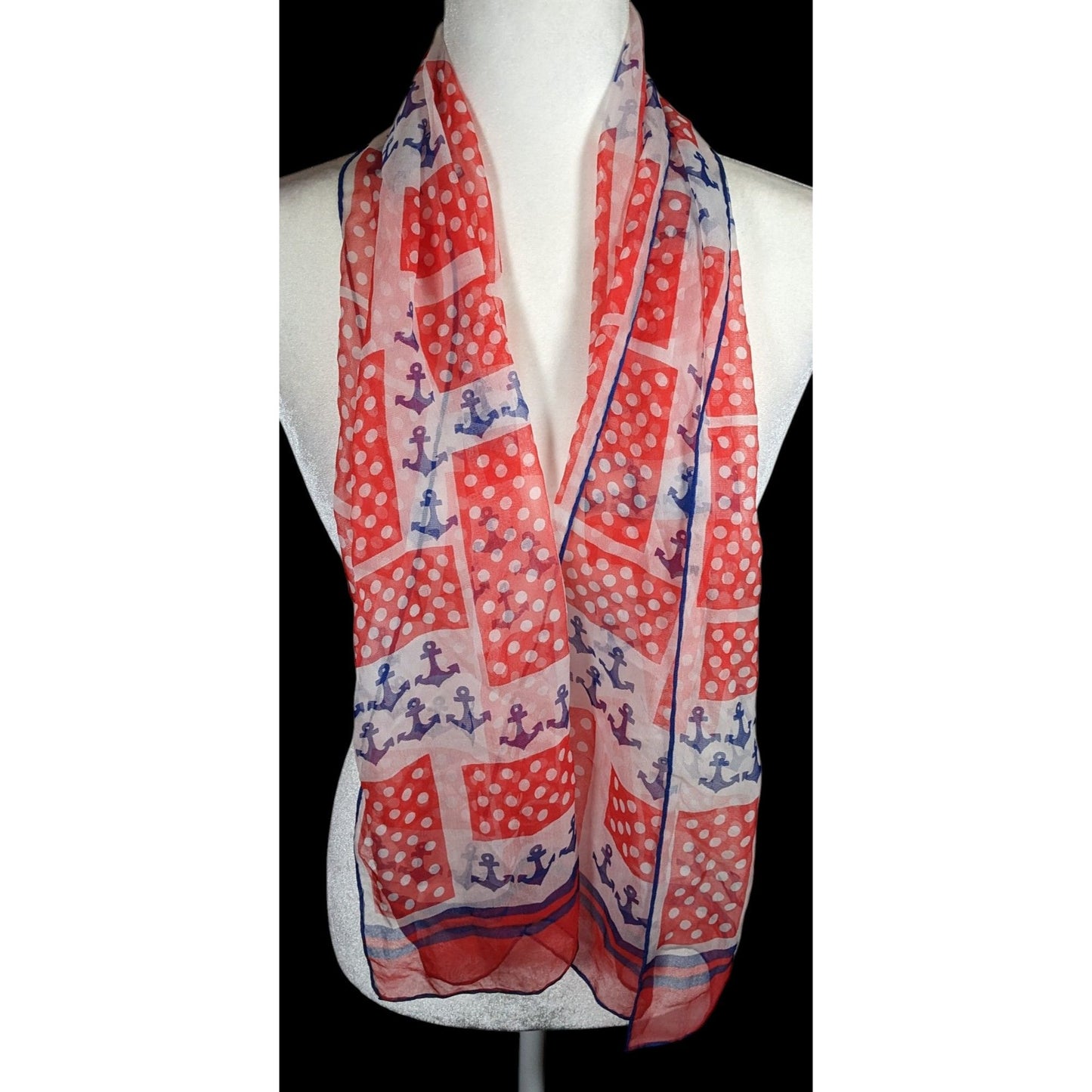 Vintage Japanese Nautical Themed Hand Rolled Lightweight Scarf