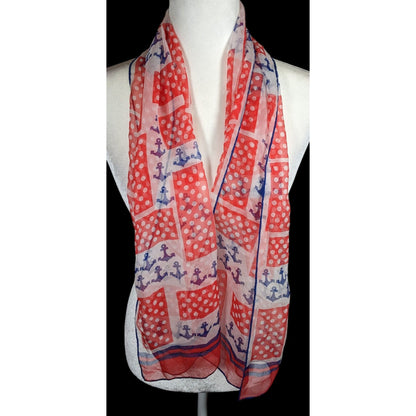 Vintage Japanese Nautical Themed Hand Rolled Lightweight Scarf