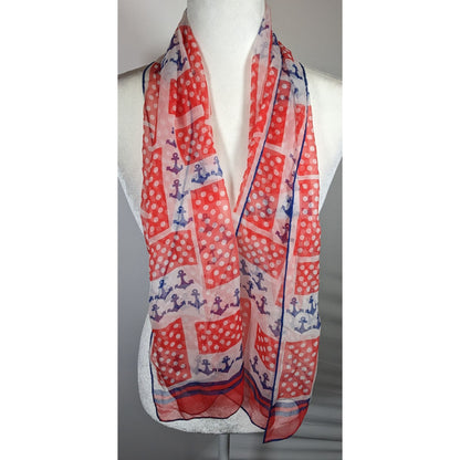 Vintage Japanese Nautical Themed Hand Rolled Lightweight Scarf