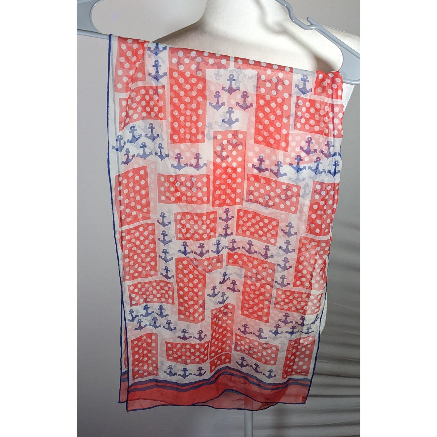 Vintage Japanese Nautical Themed Hand Rolled Lightweight Scarf