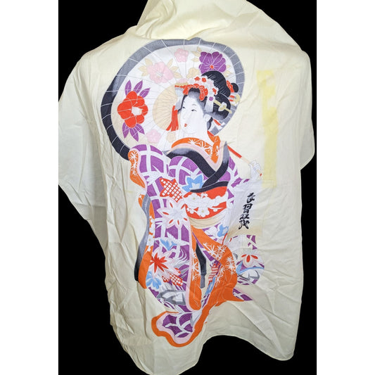 Vintage Japanese Geisha Souvenir Scarf 100% Nylon