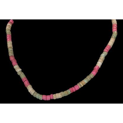 Pastel Heishi Beaded Choker Necklace Pink Green Neutral Beach Boho Surfer