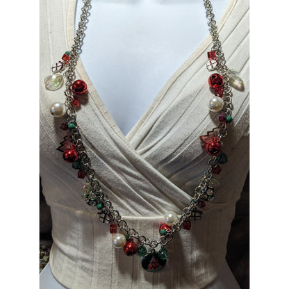 Vintage Christmas Holiday Charm  Necklace