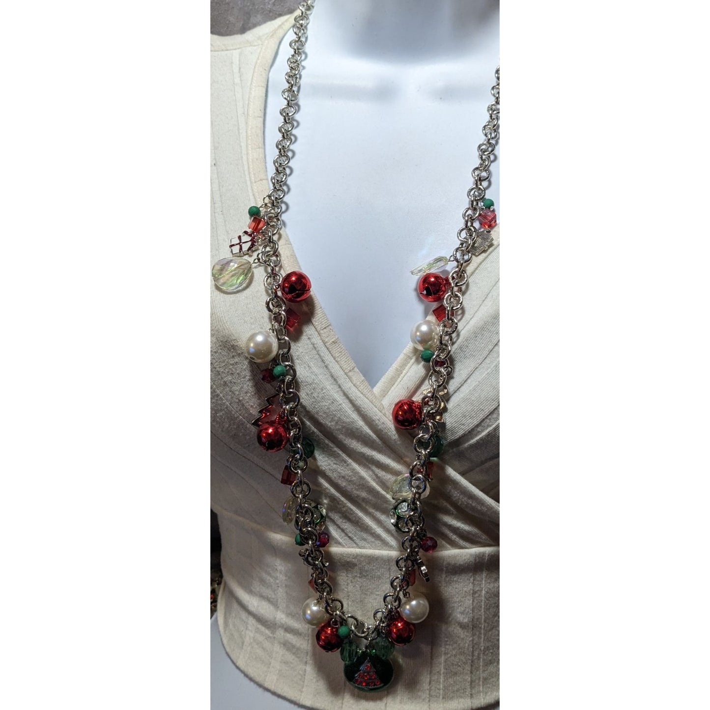 Vintage Christmas Holiday Charm  Necklace