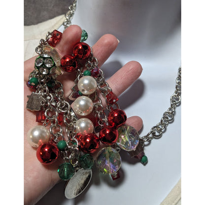 Vintage Christmas Holiday Charm  Necklace