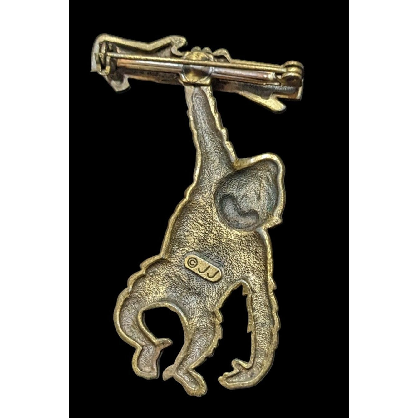 Vintage Jonette Jewelry Articulated Hanging Gorilla Gold Tone Brooch