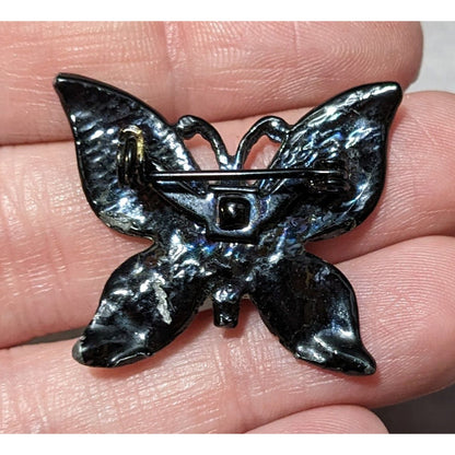 Whimsygoth Butterfly Oil Slick Pink Rhinestone Brooch