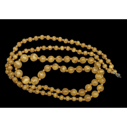 Vintage Honey Tone Beaded Opera Length Necklace