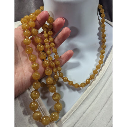 Vintage Honey Tone Beaded Opera Length Necklace