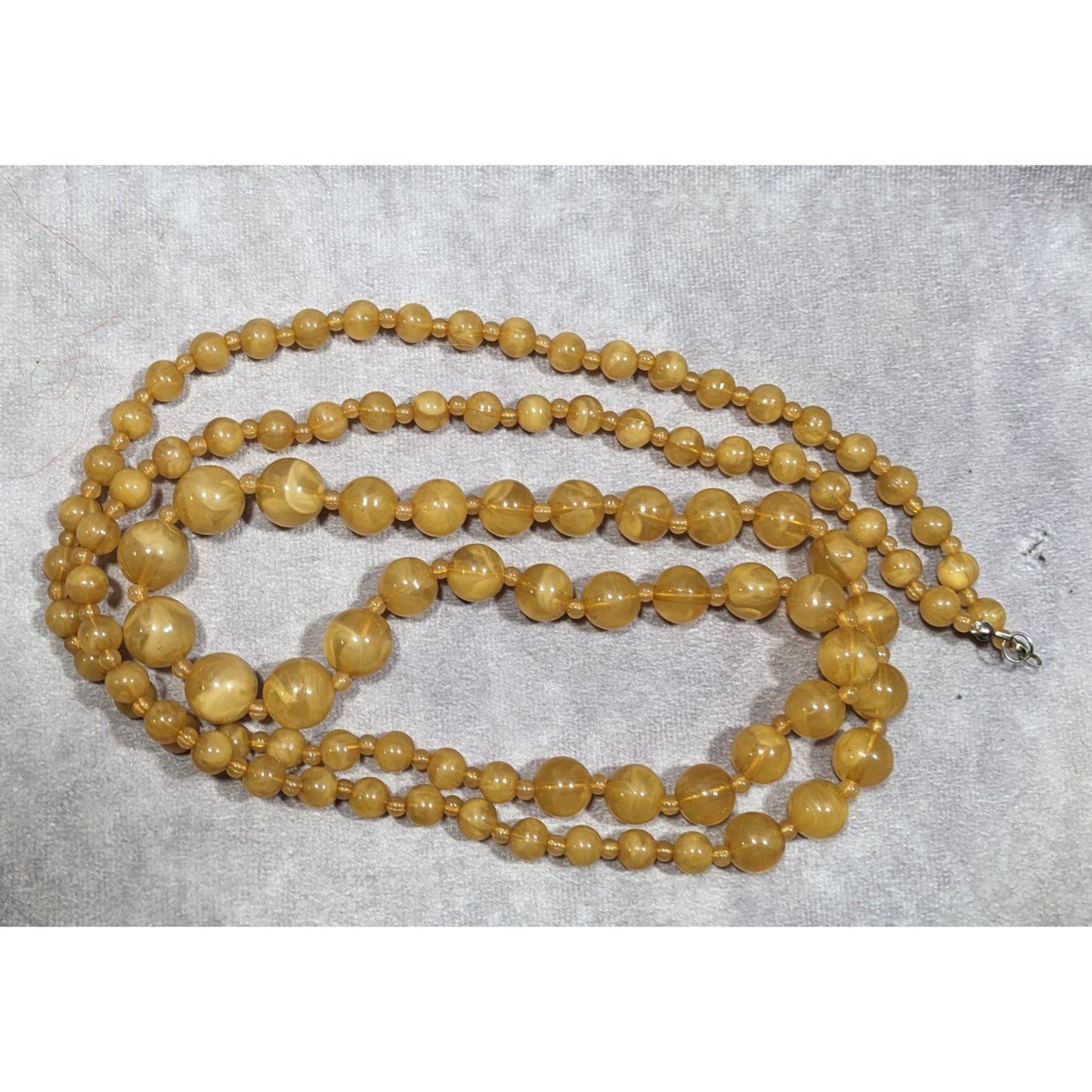 Vintage Honey Tone Beaded Opera Length Necklace