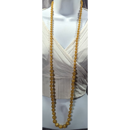 Vintage Honey Tone Beaded Opera Length Necklace