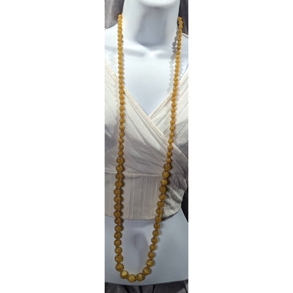 Vintage Honey Tone Beaded Opera Length Necklace
