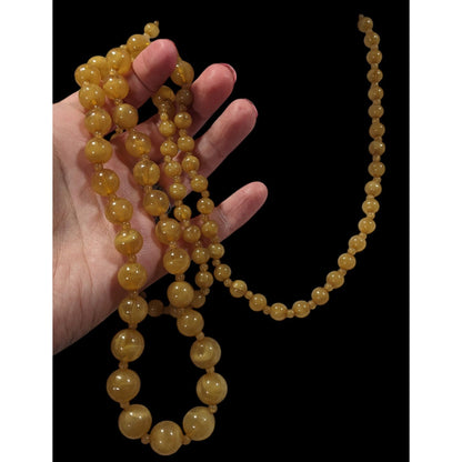 Vintage Honey Tone Beaded Opera Length Necklace