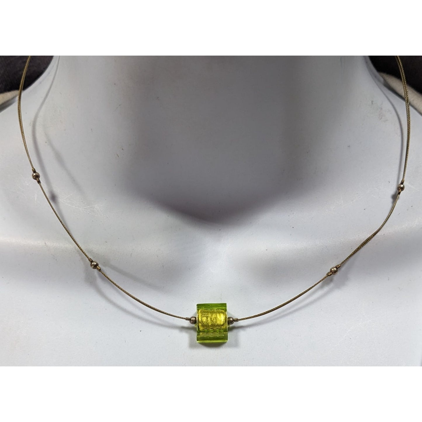 Handmade Minimalist Green Glass Cube Necklace