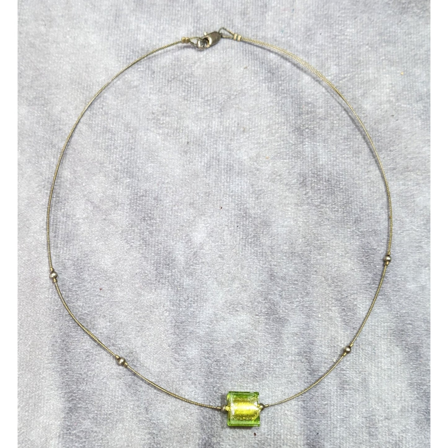 Handmade Minimalist Green Glass Cube Necklace