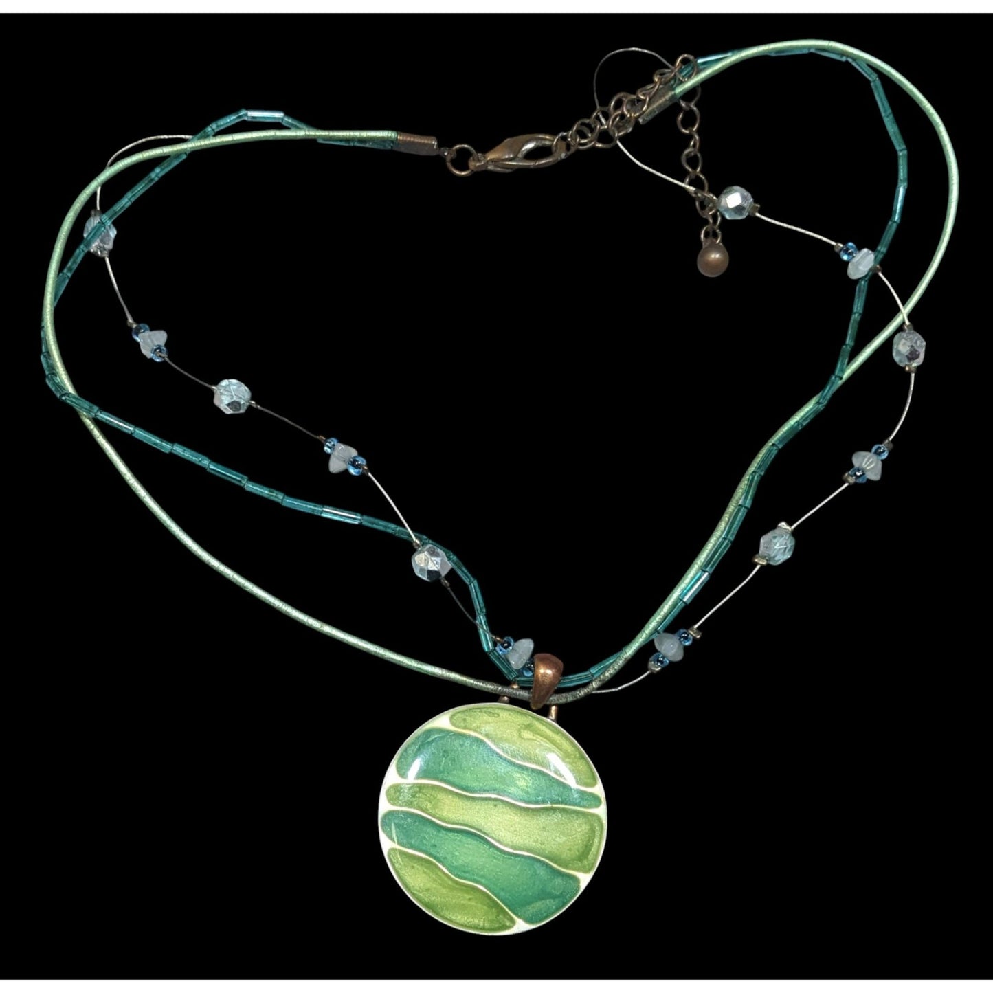 Kenneth Cole Earthy Mermaidcore Green Abstract Pendant Necklace