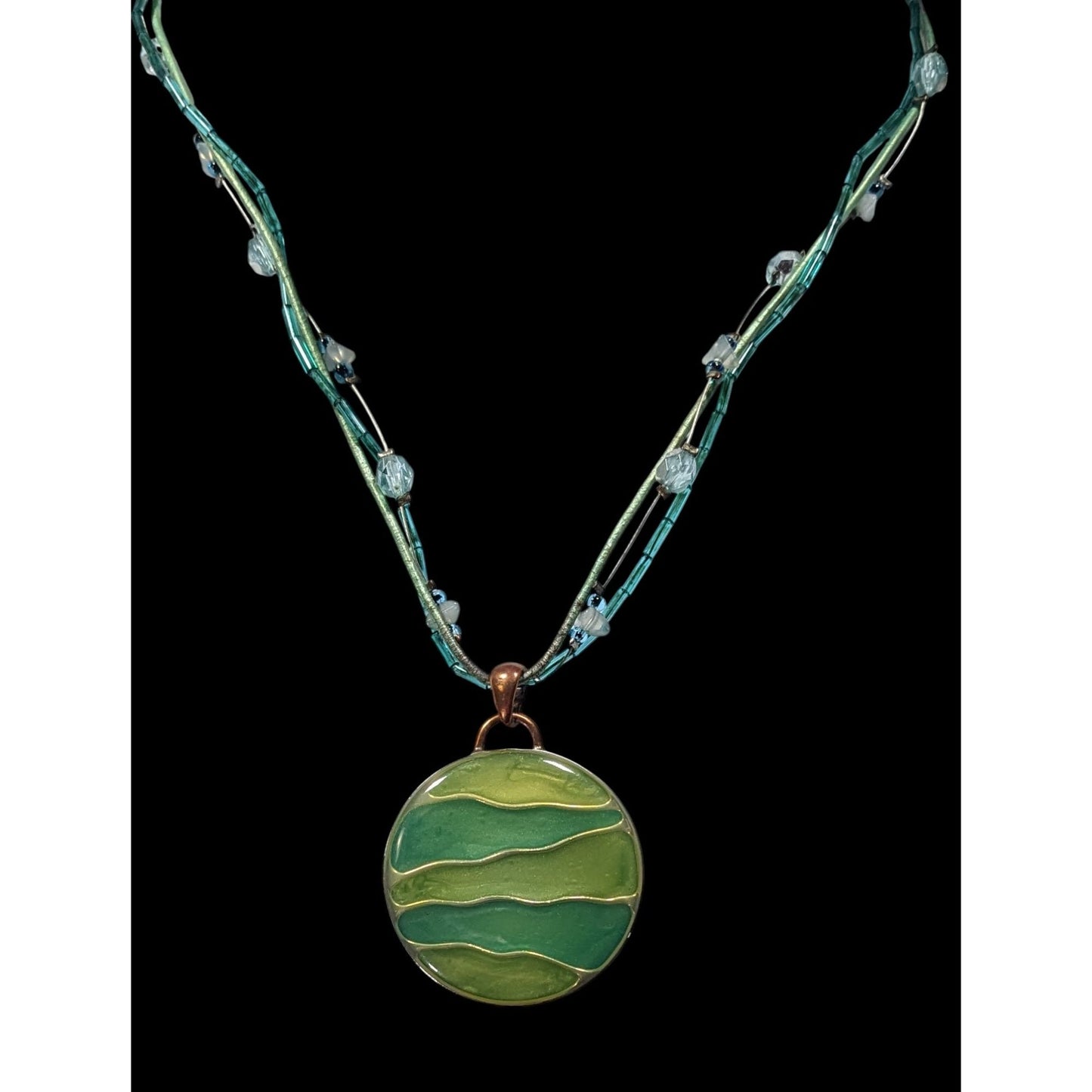 Kenneth Cole Earthy Mermaidcore Green Abstract Pendant Necklace