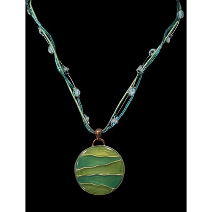 Kenneth Cole Earthy Mermaidcore Green Abstract Pendant Necklace