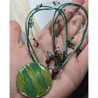 Kenneth Cole Earthy Mermaidcore Green Abstract Pendant Necklace